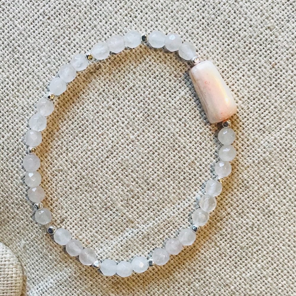 Handmade stretchy RoseQuartz bracelet